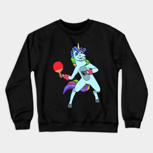 Cartoon unicorn playing table tennis Crewneck Sweatshirt